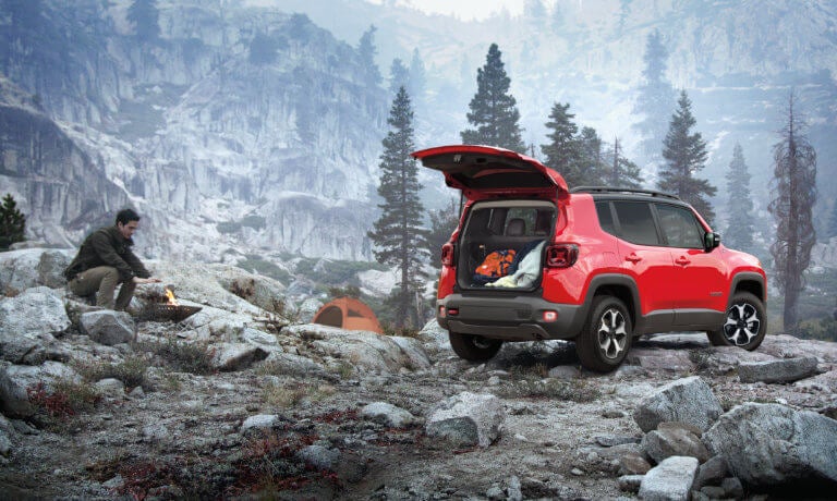2022 Jeep Renegade at a campsite with the back door open
